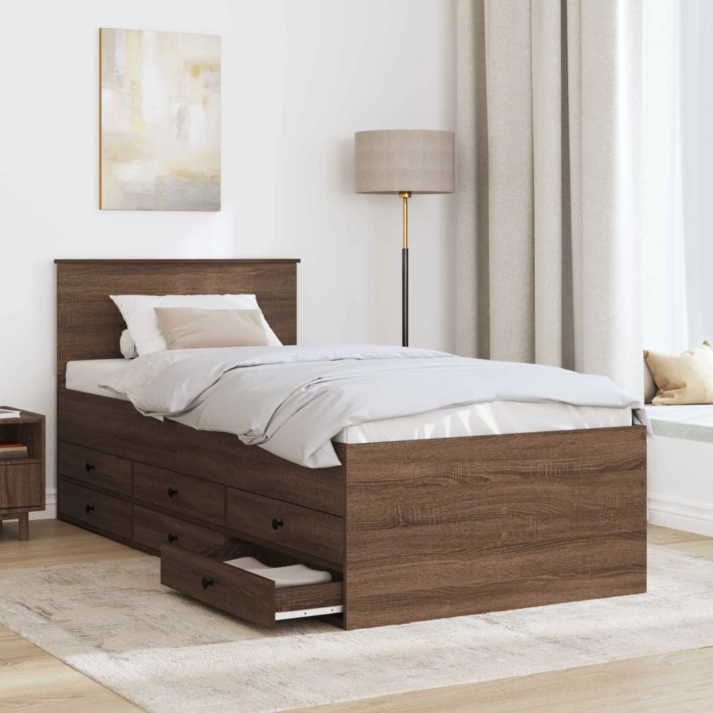 Letto singolo | Letto per adulti | Daybed Rovere Marrone e Nero 75 x 190 cm Legno multistrato
