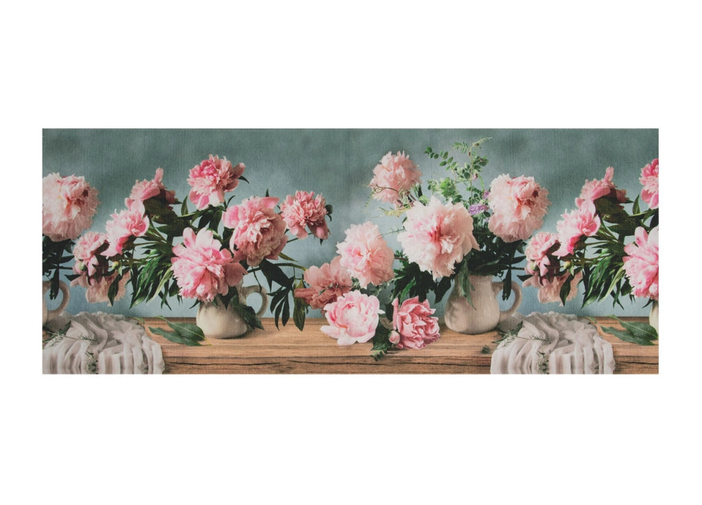 Tappeto Cucina Antiscivolo Stampa Digitale Emozioni Fantasie Floreali Vintage - 58x80 - Peonie