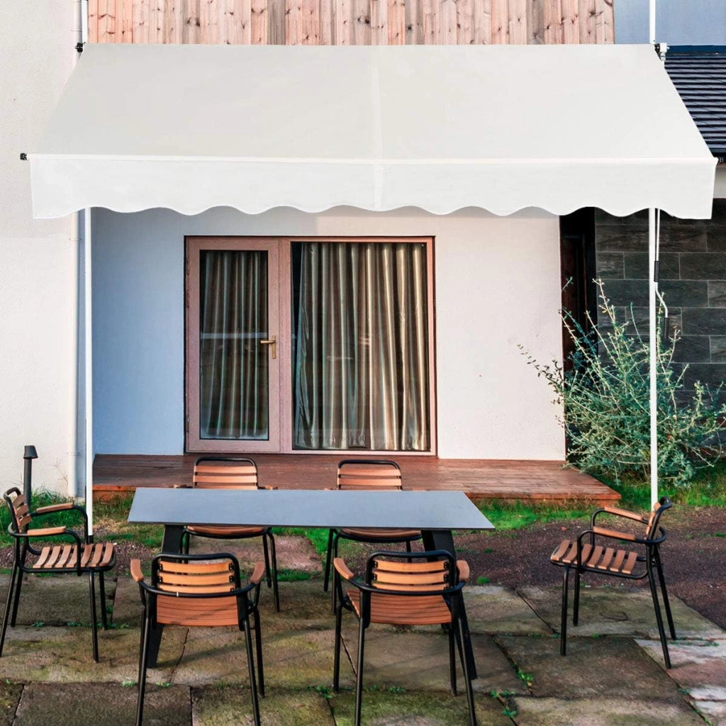 Tenda da Sole per Esterno, Tenda da Sole a Morsetto per Balcone con Struttura Telescopica e Tessuto Resistene ai Raggi Solari, Regolabile in Altezza e in Angolazione (200 cm, Beige)