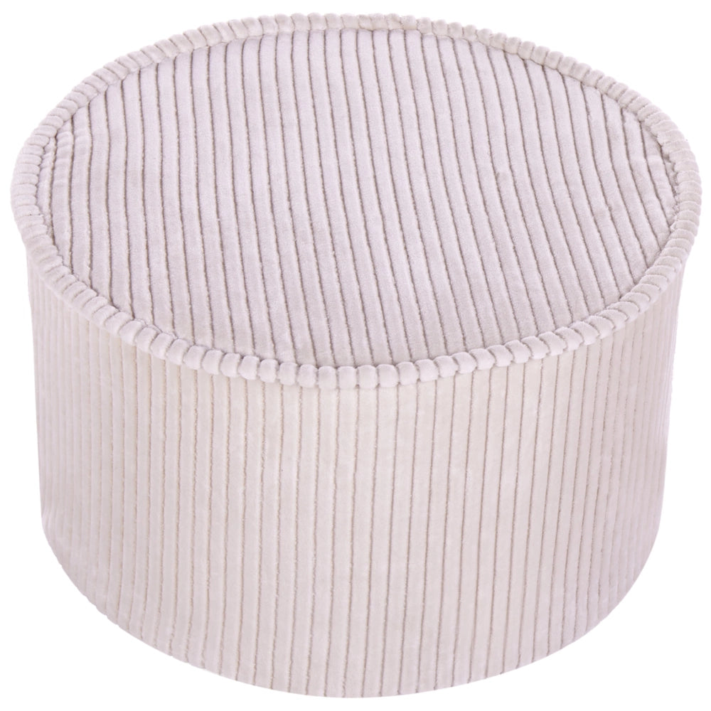 Pouf in cotone beige chiaro 40 x 25 cm Tessuto rotondo Struttura in velluto a coste Rivestimento sfoderabile Lavabile in lavatrice