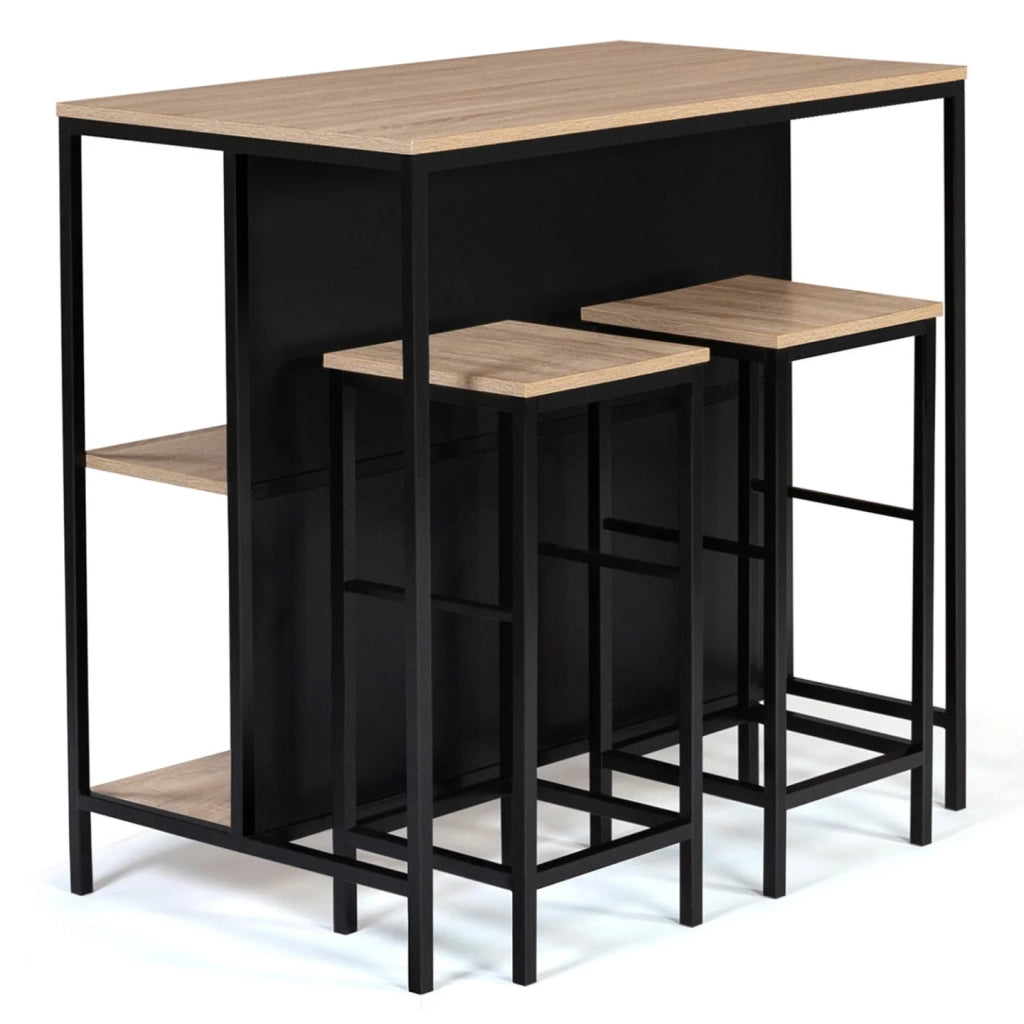 IDMarket - Set di tavolo da bar e 2 sgabelli di design industriale a isola DETROIT