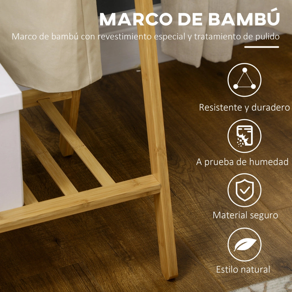 Appendiabiti con scaffale per scarpe e ganci ¨C zephmum ¨C 74x42x150 cm naturale