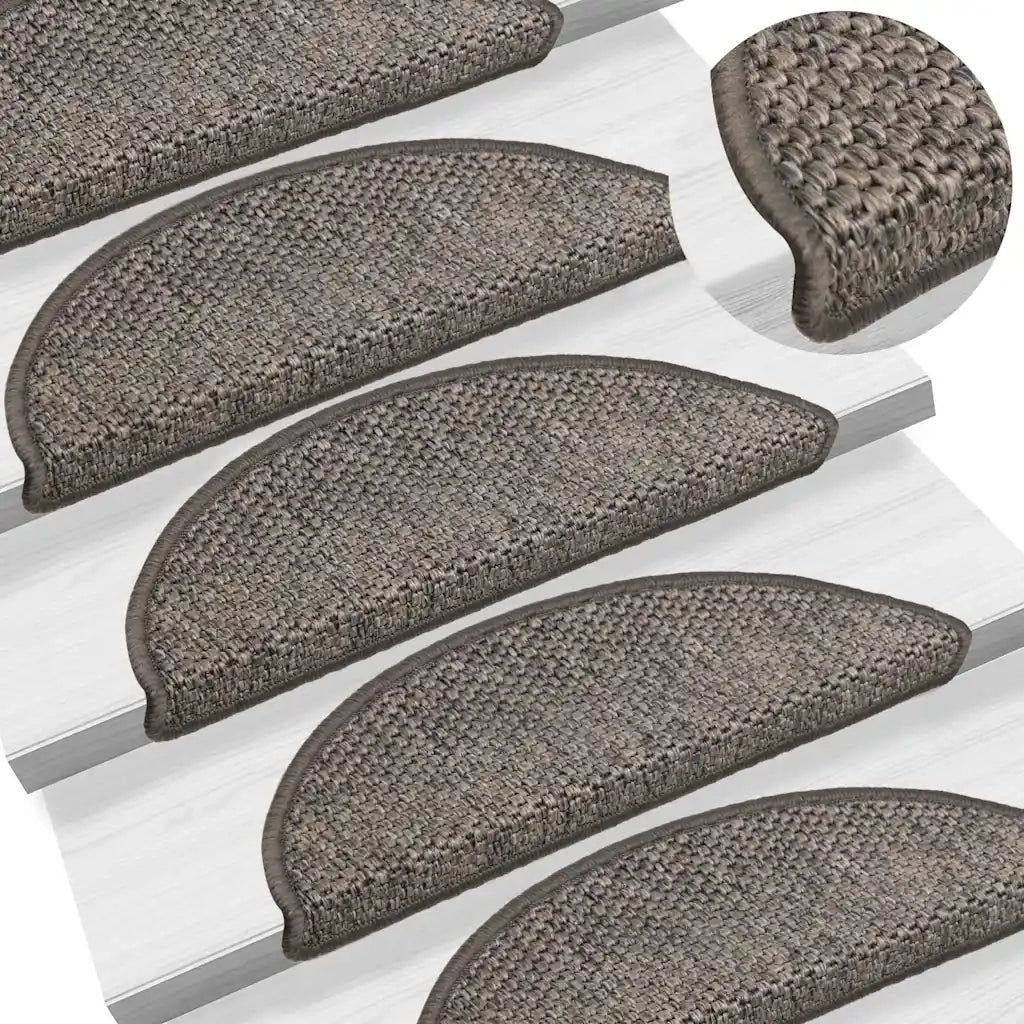 Tappeti Adesivi Scale Aspetto Sisal 15 pz 56x17x3cm Grigio e Beige 326860