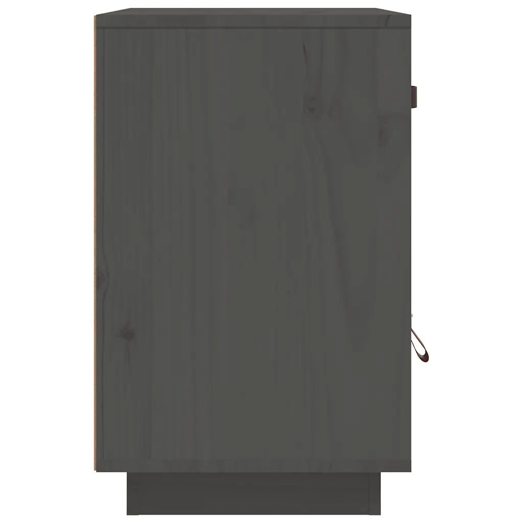 Comodini Grigi 2 pz 40x34x55 cm in Legno Massello di Pino 818310