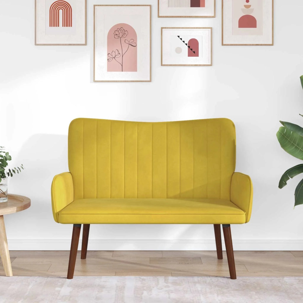 Sofa a Due Posti Giallo 115 x 61 x 87 cm Velluto