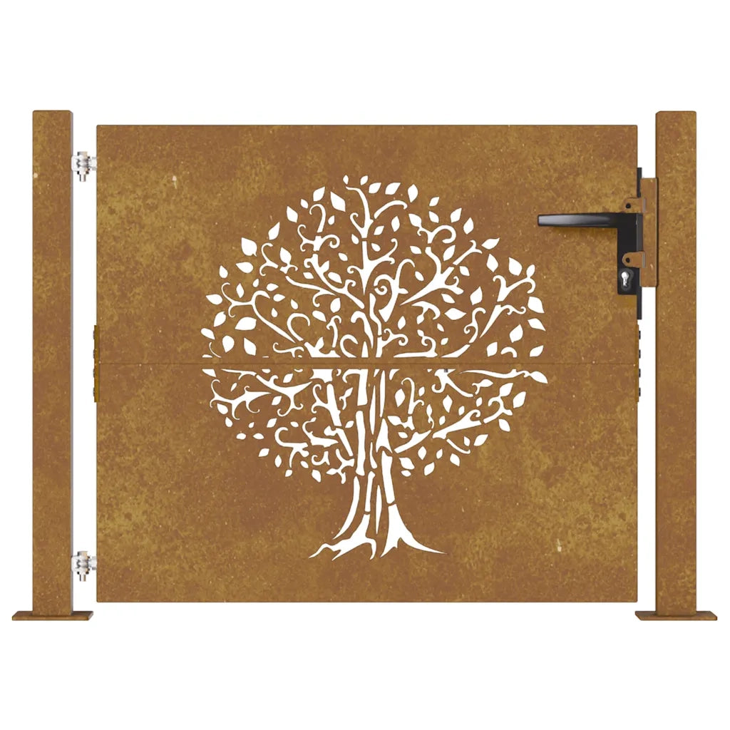 Cancello da giardino 100x75 cm in acciaio Corten con design ad albero 153214