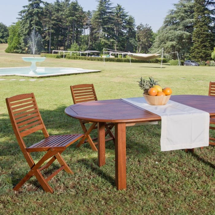 Tavolo da giardino ovale in legno di keruing PEONIA allungabile 150/200 x 97 cm - Tavolo Da Giardino Ovale In Legno Di Keruing Peonia Allungabile 150/200 X 97 Cm Lunghezza Da 150 A 200 Cm