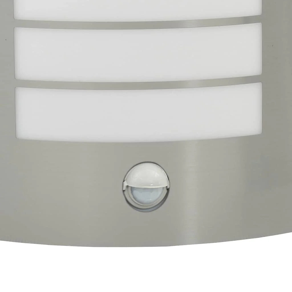 Set di 2 moderne lampade da parete per esterni con sensore di movimento 23,5 x 9 x 26 cm acciaio inox argento 02_0056518