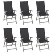 Sedie da Giardino Reclinabili 6 pz con Cuscini Massello Acacia cod mxl 6426
