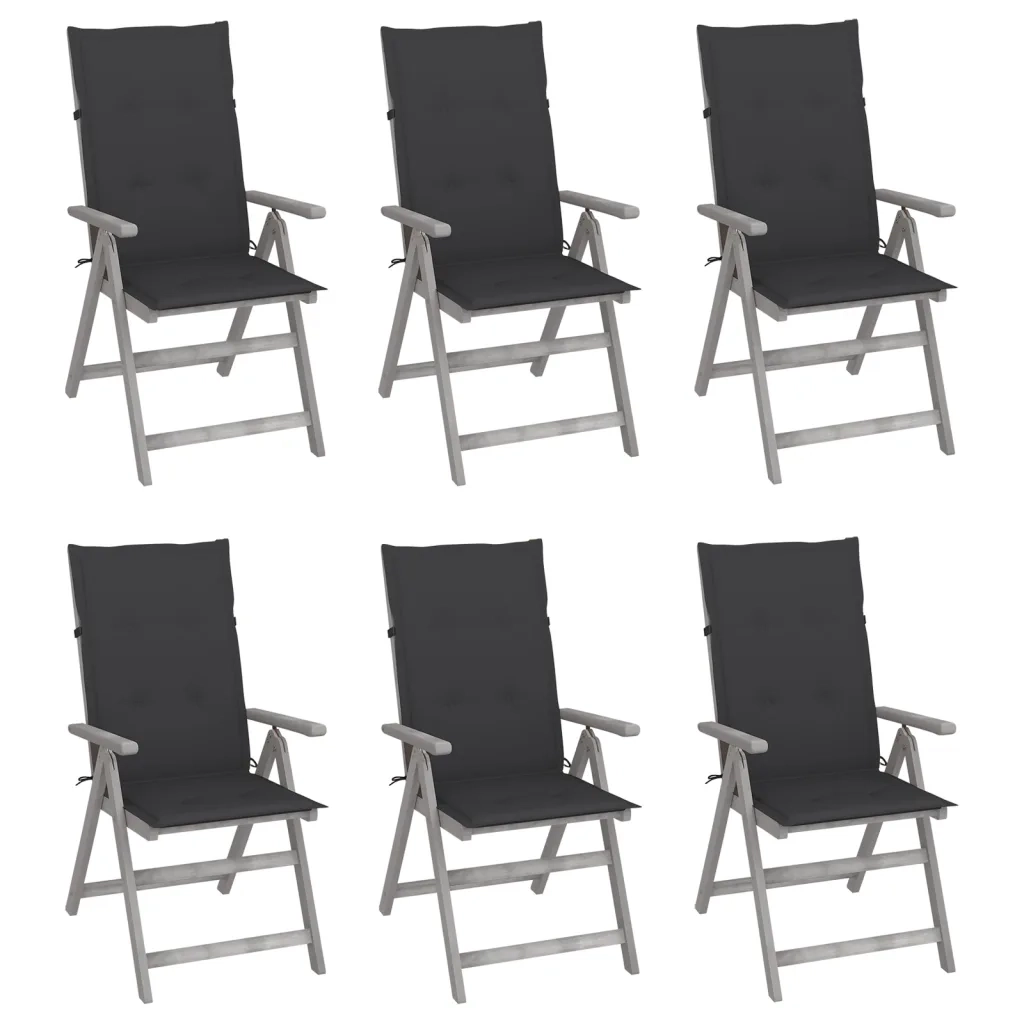 Sedie da Giardino Reclinabili 6 pz con Cuscini Massello Acacia cod mxl 6426