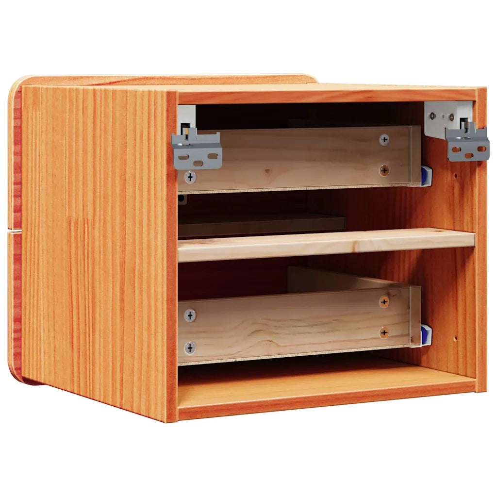 Comodino-Tavolino da notte Marrone cerato 39 x 34 x 33 cm Legno di pino massello