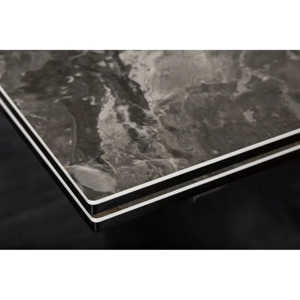 Tavolo da pranzo STELIX 180–220–260 cm – Piano in ceramica effetto marmo e vetro temperato