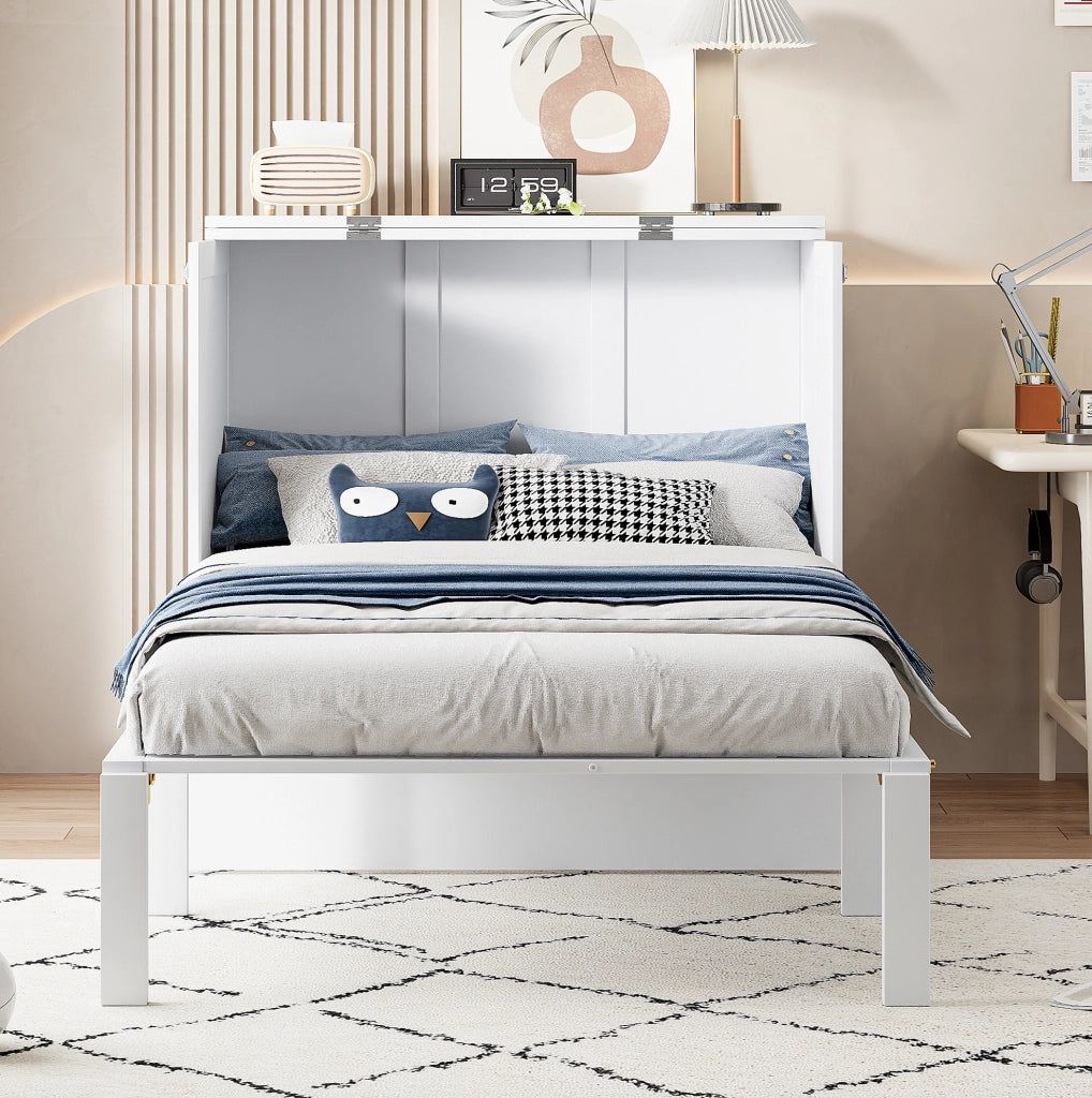 Letto a scomparsa verticale ULEVR 90x200 cm pieghevole con vani sottoletto, bianco