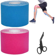Tape Kinesiologico Acqua Resistente - 2 Rotoli 5cm x 5m - Idoneo per la Pelle - Supporto Fisioterapico - Piegamento e Proliferazione di Pelle - 2 Rotoli di 5cm x 5m