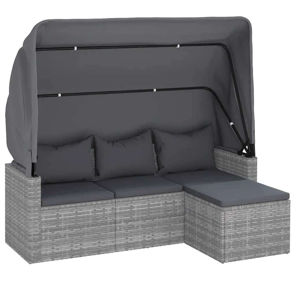 Divano Giardino 3 Posti Tetto e Poggiapiedi Grigio Polyrattancod mxl 95681