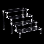 Display stand a 4 strati in acrilato - Display stand in acrilato trasparente per figurine, cupcake, 30x20x8 cm, altezza 5 cm