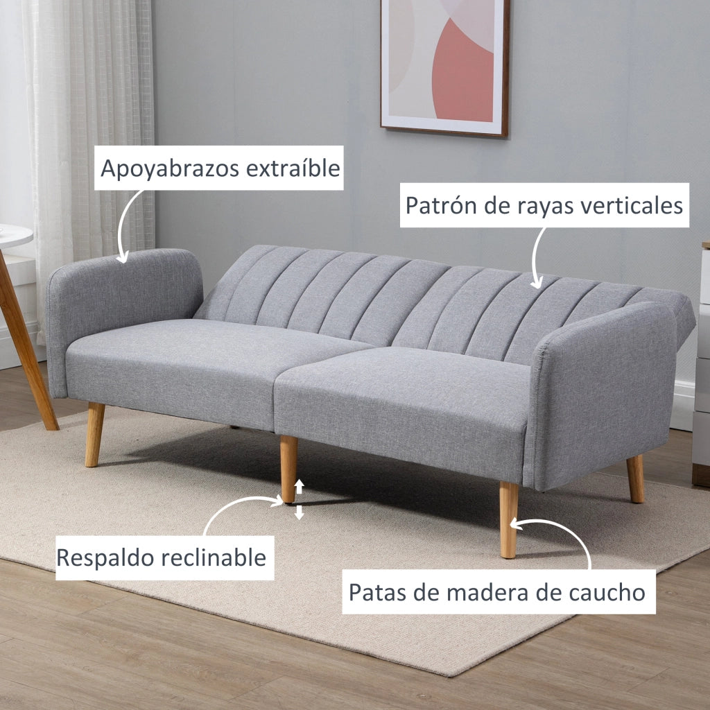 Divano Letto Moderno 2 Posti ¨C zephmum ¨C Grigio Tessuto 173x75x73 cm