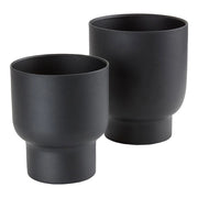 Set di 2 Vasi per Piante Fulda, Nero, Metallo, 14x14x16 cm