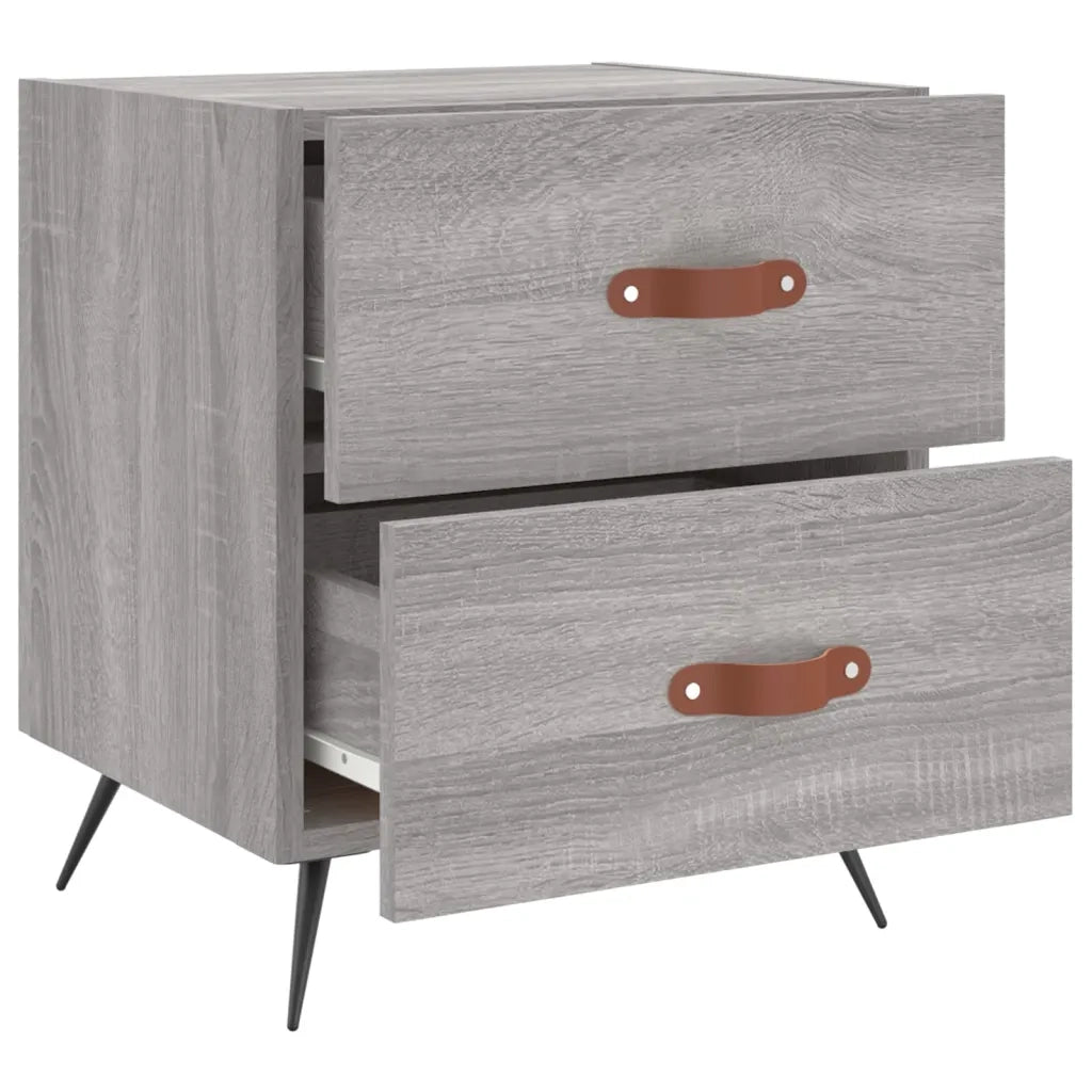 Comodini 2 pz-Set di 2 Tavolino da notte Grigio Sonoma 40x35x47,5 cm in Legno Multistrato 298569