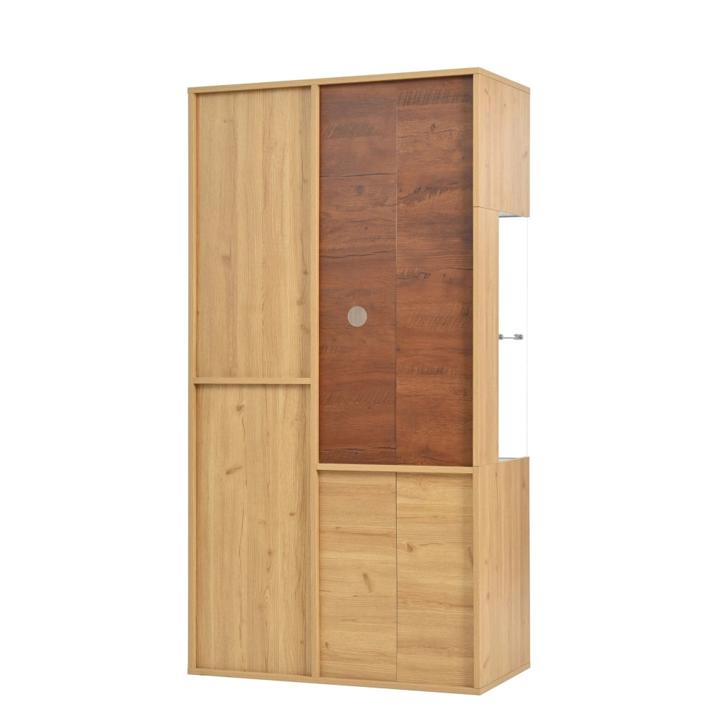 Vetrina moderna in MDF con LED, porta in vetro e 3 ripiani