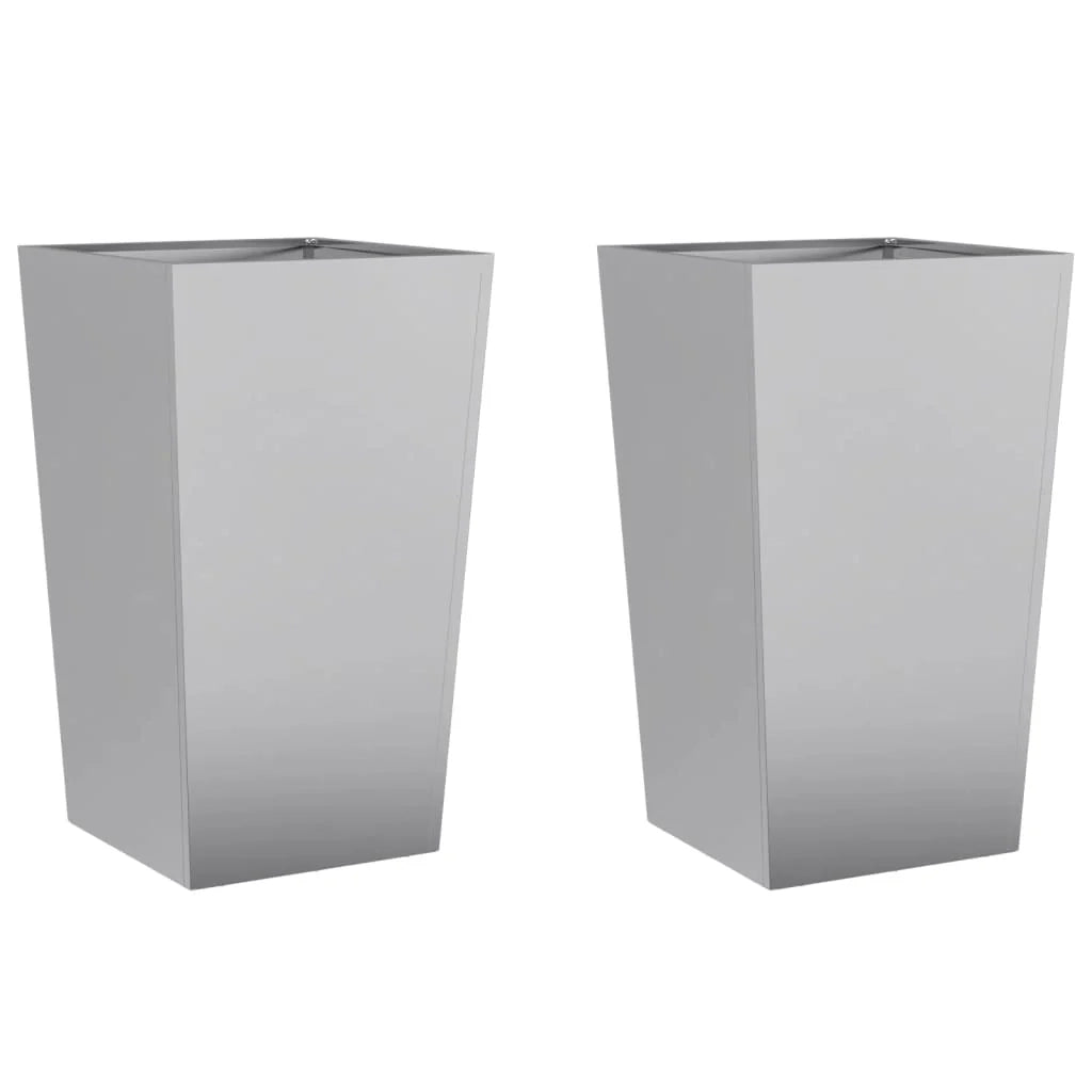 Fioriera rialzata per piante fiori giardino terrazze set da 2 45 x 45 x 75 cm acciaio zincato grigio 02_0038982