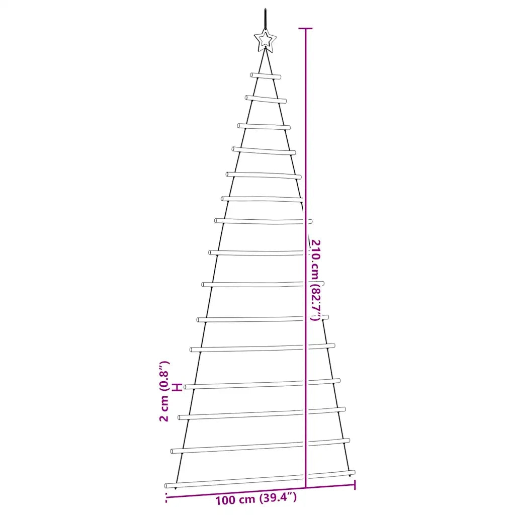 vidaXL Albero di Natale da Parete con Stella 100x210 cm Ramo Naturale