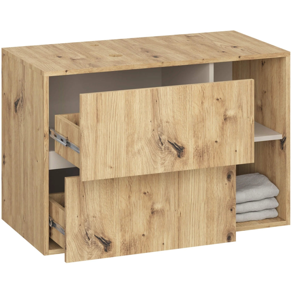 Mobile bagno senza lavabo VAMI sospeso Rovere Artisan, Cashmere 90 cm 2 cassetti 90x45,5x60 cm