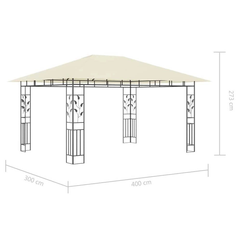 Pavilion With Mosquito Net & LED String Lights 4x3x2.73m Cream White