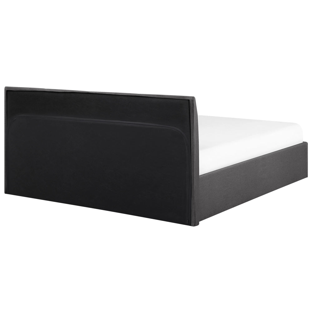 Struttura del letto nera 160 x 200 cm 5 piedi con contenitore rialzato con testiera