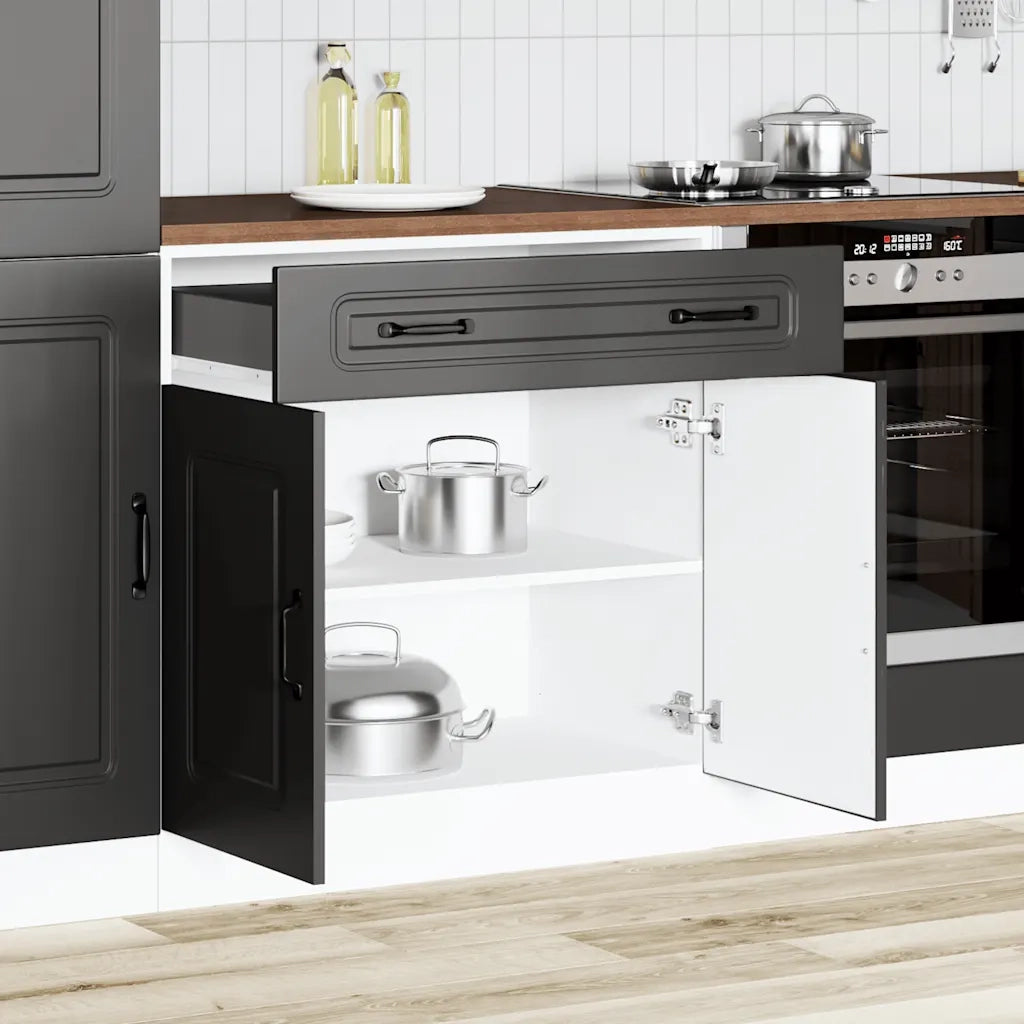 Base da Cucina-Mobile Base da Cucina Kalmar Nero in Legno Multistrato 731353