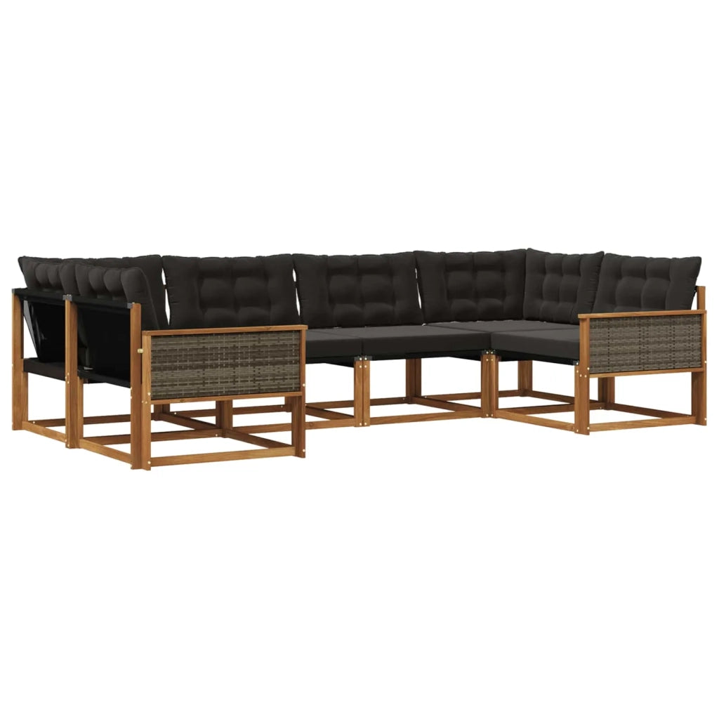 Set di divani da esterno 6 pz Naturale e Nero 3381644