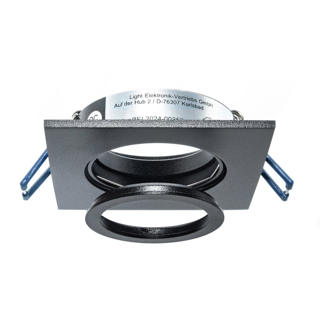 Faretto ad incasso LED 8W GU10 nero quadrato foro 70mm moderno orientabile luce soffitto negozio vetrina NERO 3000K