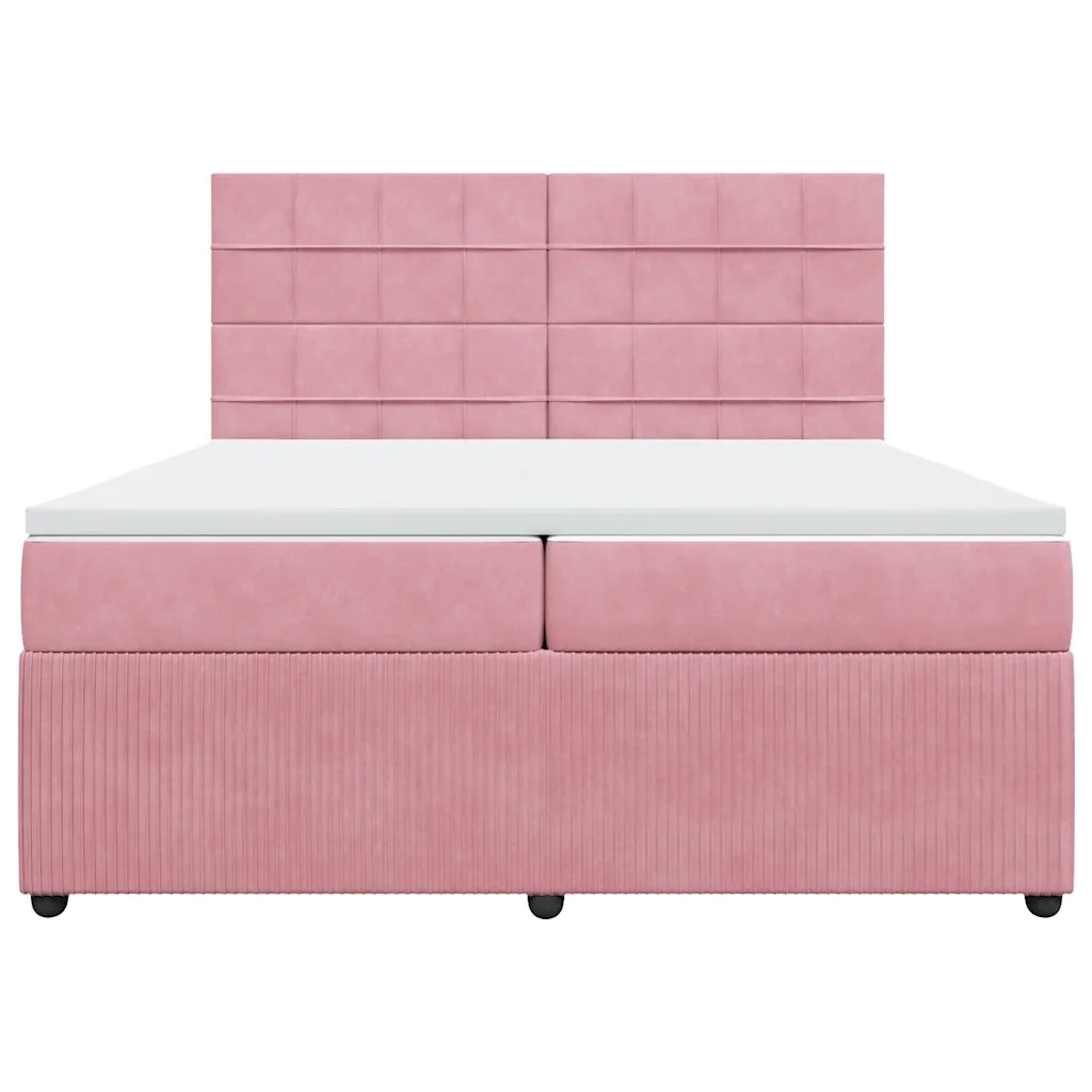 Giroletto a Molle con Materasso Rosa 200x200 cm in Velluto 3292435