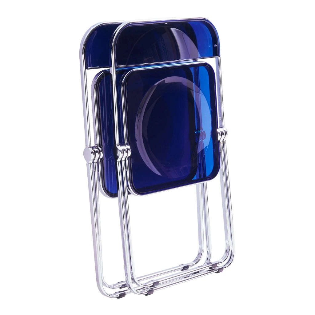 Set di 2 sedie pieghevoli da esterno per giardino campeggio e terrazza 74 x 46 x 47 cm blu scuro 03_0009643