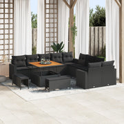 Set divano da giardino  13 pezzi con cuscini Polyrattan nero Acacia