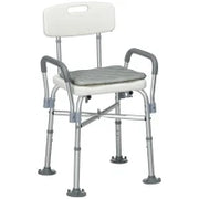 Sedia Doccia ad Altezza Regolabile con Braccioli e Cuscino Rimovibile 53.5x52x80-90 cm, Bianca