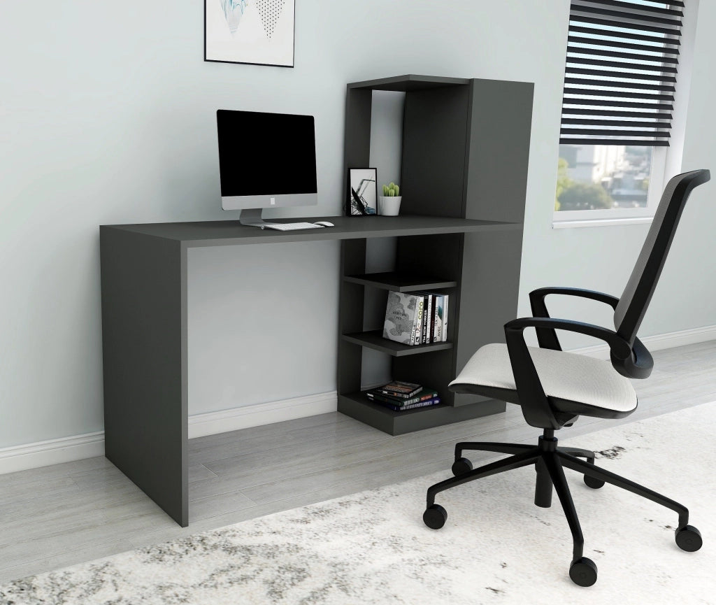 Donnas, Scrivania 6 Ripiani, 120x55x74h cm Nero Antracite