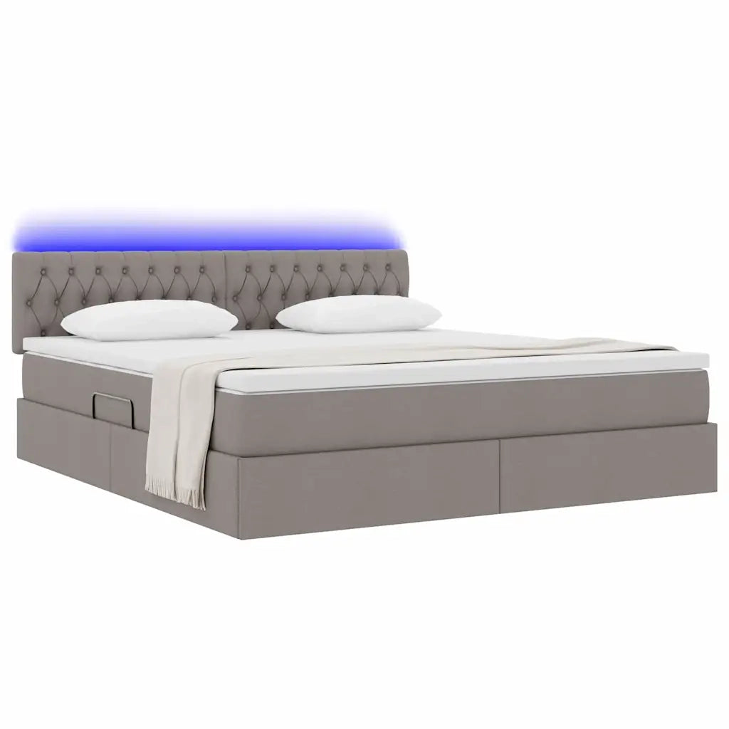 Letto con contenitore LED e materasso Tortora 180 x 200 cm