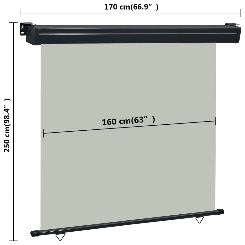 Tenda da sole laterale retrattile/schermo privacy per patio giardino terrazza balcone 170 x 250 cm grigio 02_0007026