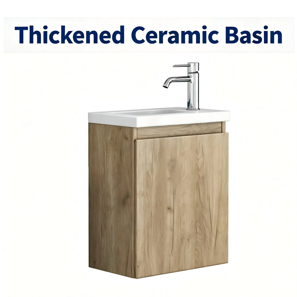 Mobile da bagno con lavabo e specchio - per bagno - in MDF - 45×34×58 cm - rovere
