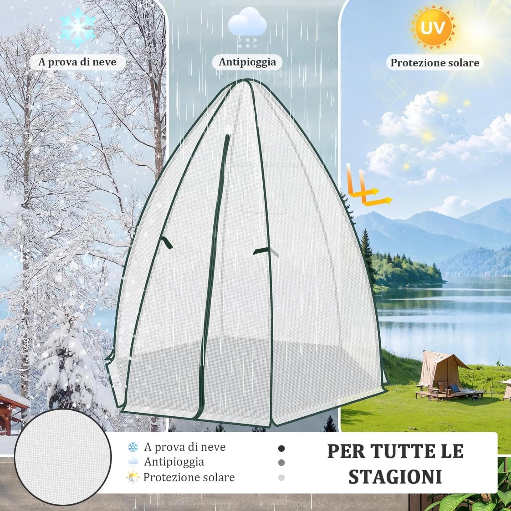 Serra, Tenda di Coltivazione, Mini Serra, 130gsm PE Isolante Piccola Serra Semi-Traslucida con Porte a Zip e Telo di Fondo per Giardino, Patio, Esterno, 160x160x180cm, Verde