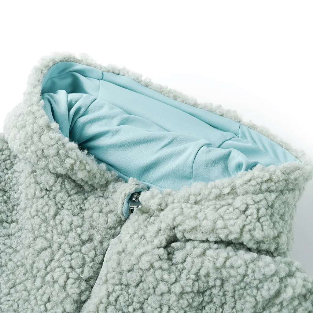 Giacca con Cappuccio Bambina Pelliccia Sintetica Teddy Verde Menta 92 13874