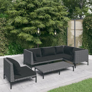 Divani da Giardino 6 pz con Cuscini in Polyrattan Grigio Scuro 3099853