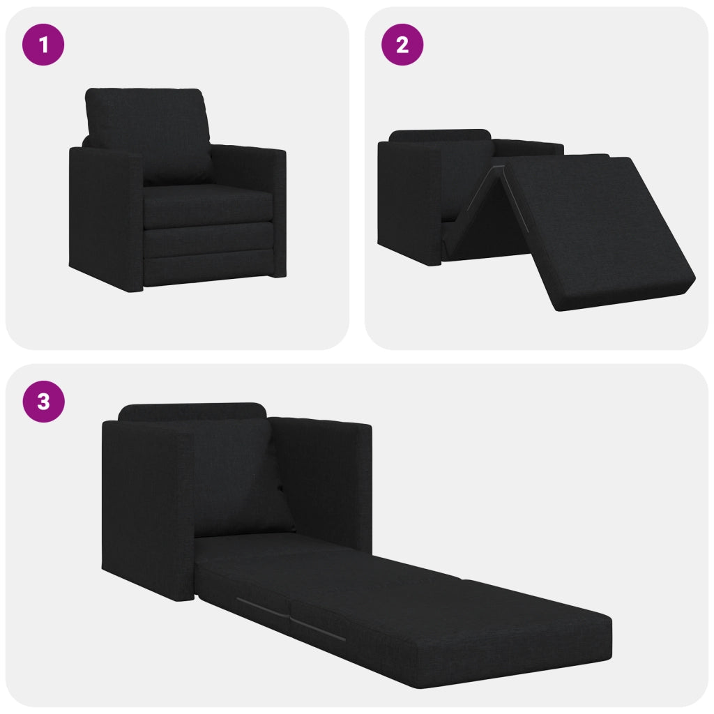 Divano Letto 2 in 1 Nero 74x77x81 cm Tessuto