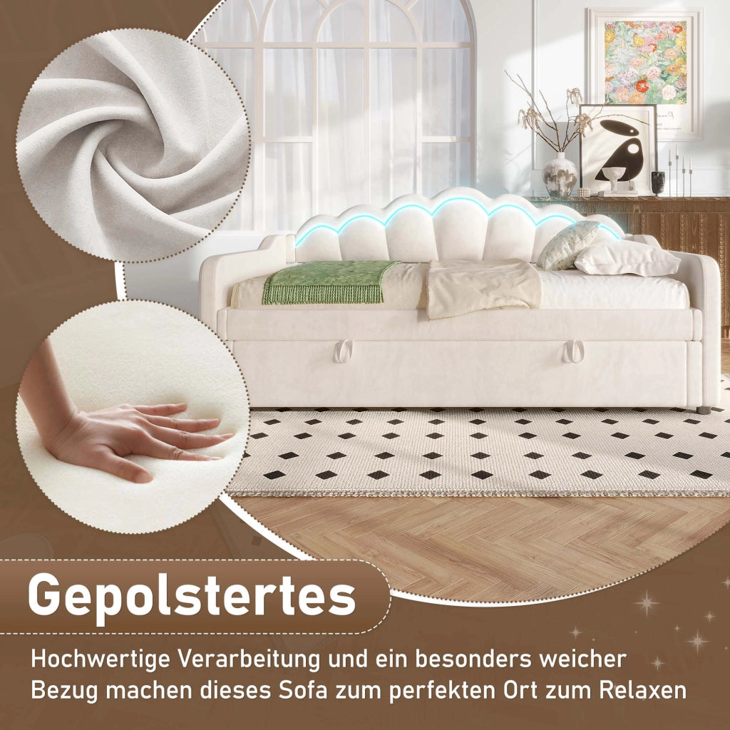 LETTO Divano letto idraulico con contenitore 90x200 cm velluto beige