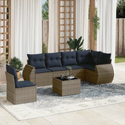 Set Divani da Giardino 7 pz con Cuscini Grigio in Polyrattan 3221440