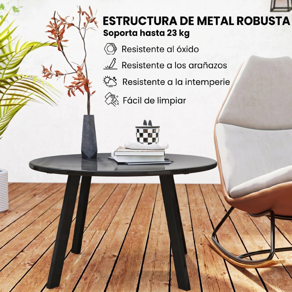 Tavolino da caff¨¨ rotondo in metallo ¨C zephmum ¨C grigio ?70x42 cm