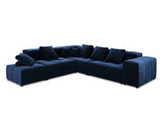 Cosmopolitan Design - Divano angolare modulare reversibile "Rome" 7 posti in velluto blu reale 