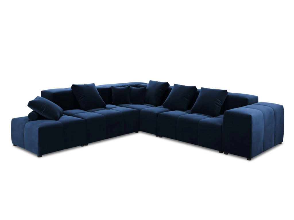 Cosmopolitan Design - Divano angolare modulare reversibile "Rome" 7 posti in velluto blu reale 