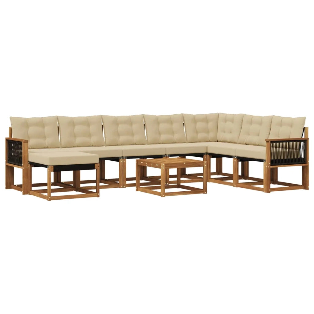 Set di divani da esterno 9 pz Naturale e Beige 3382161